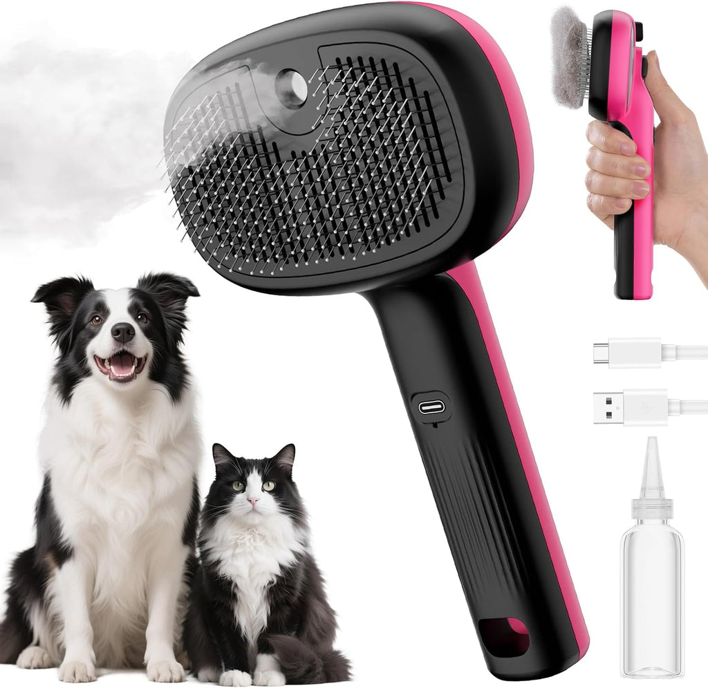 Pecute Self-Cleaning Steam Dog Cat Brush for Heavy Shedding/Long Coats | Gentle, Undercoat removal & smoothing, Shedding control, For water-anxious pets, 2 cool mist modes, XL tank, 240-min runtime - Image 10