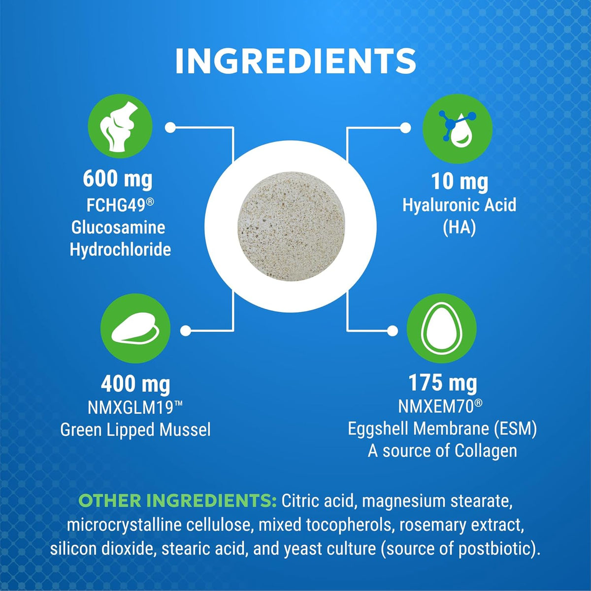 Side view of Cosequin Elements dog joint health chewable tablets bottle