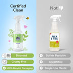Cruelty free dog and cat grooming protective spray bottle back label showing ingredients.