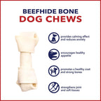 Detailed view of 4 to 5 inch knotted beefhide dog bone