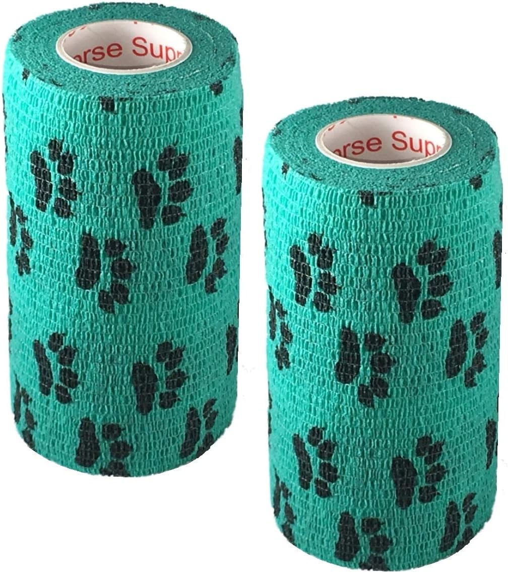 Prairie Horse Supply Vet Wrap Tape Teal Paw Prints front packaging