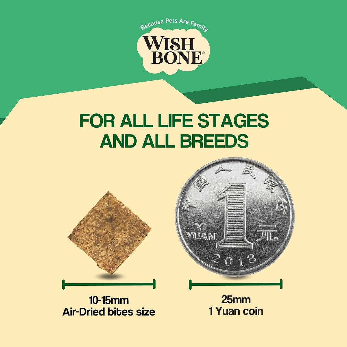 Back label of Wishbone air dried pet food with high protein feeding guidelines
