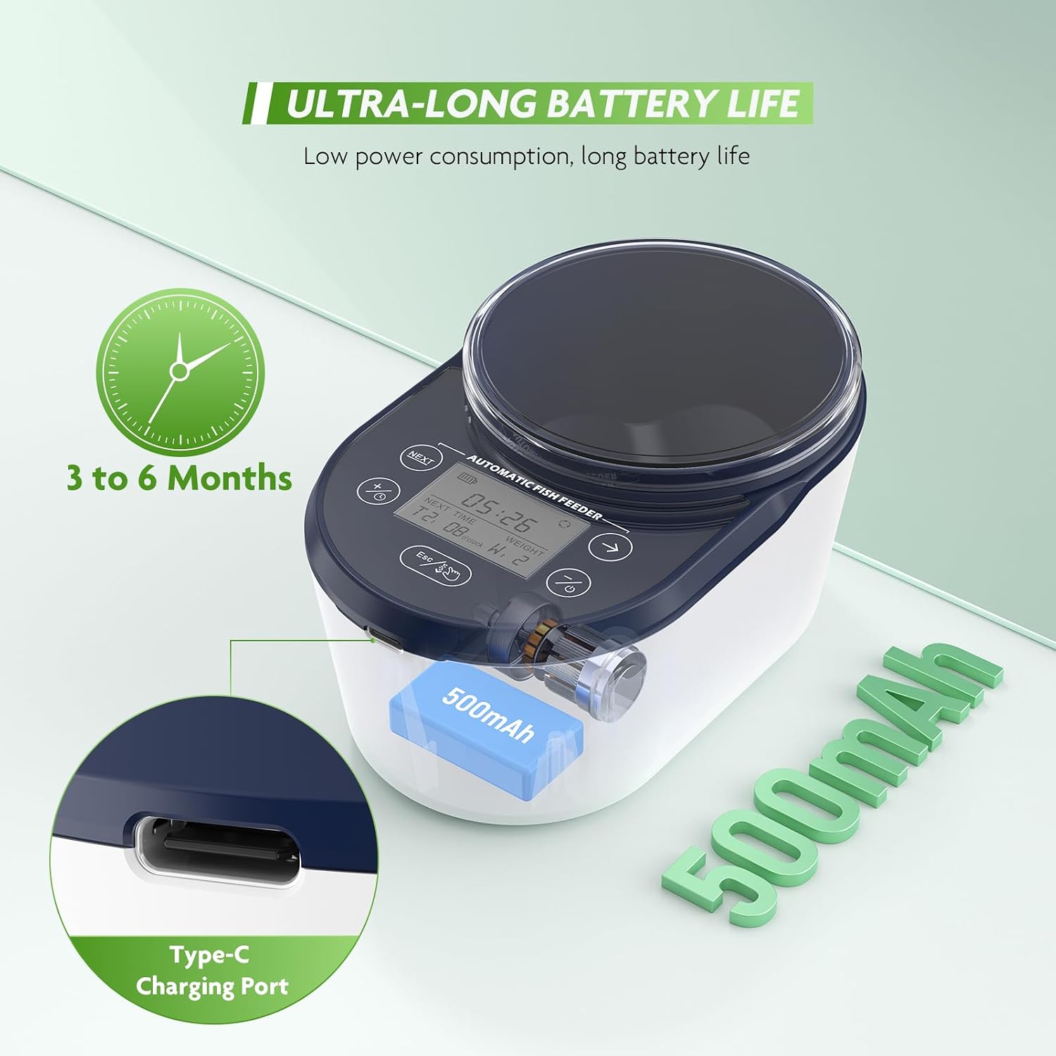 PAIZOO programmable fish food timer mounted securely on an aquarium tank rim