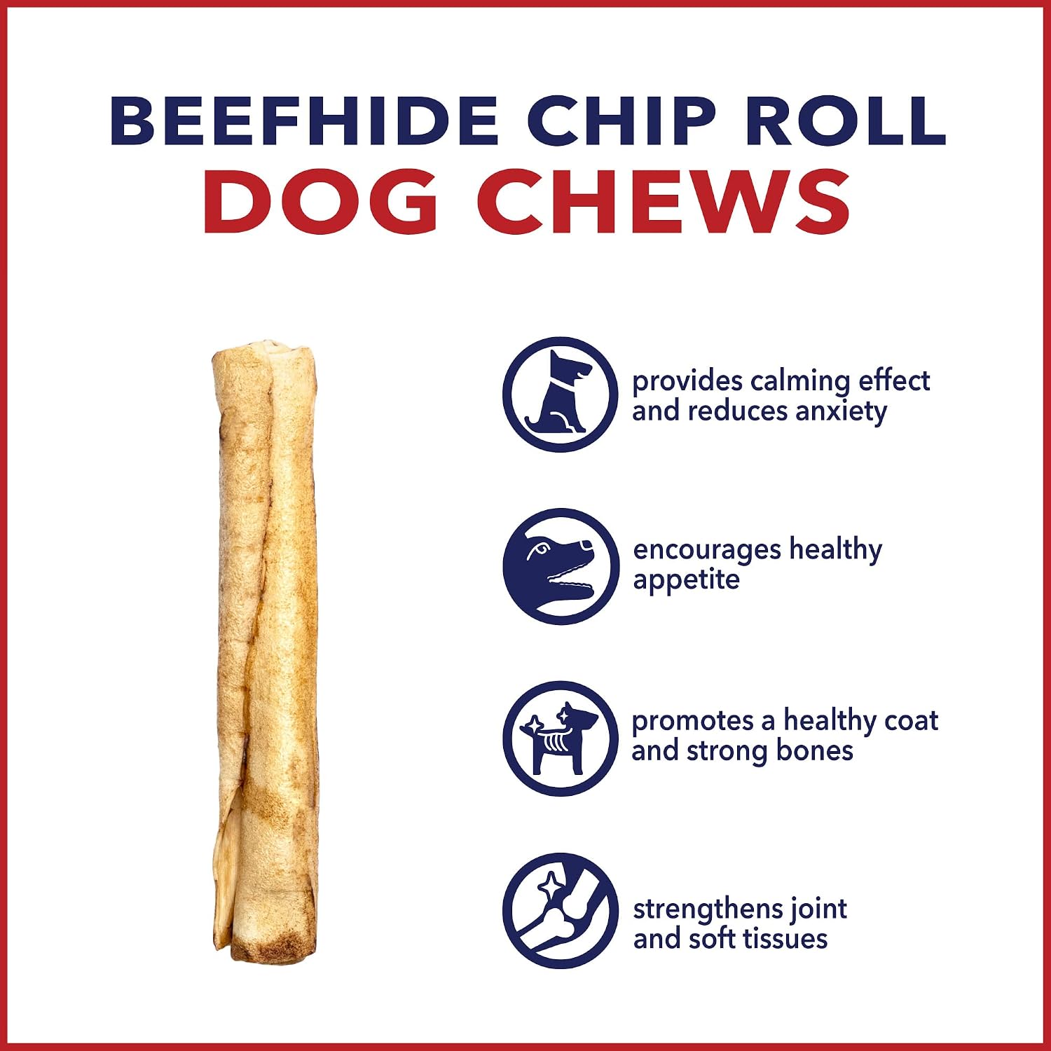 USA sourced natural beefhide dental chews for dogs close up