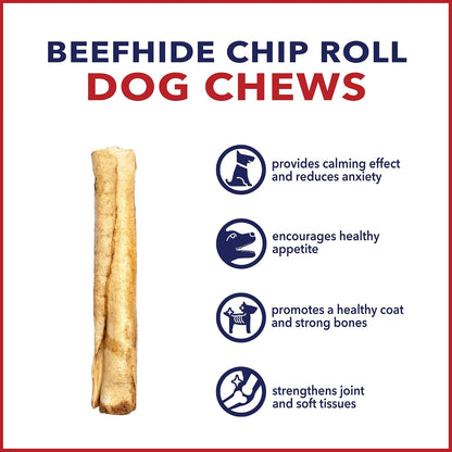 USA sourced natural beefhide dental chews for dogs close up