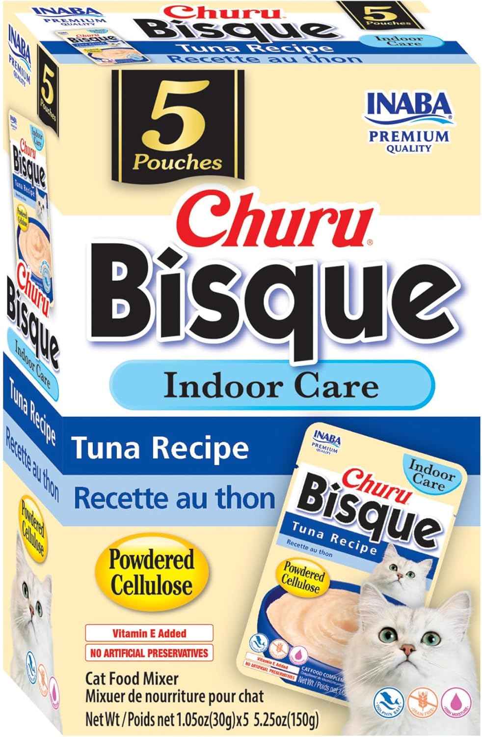 INABA Churu Bisque Indoor Care for Hairball Control for Cats, Creamy Lickable Pure Side Dish with Vitamin E, 1.05 Ounce Pouch, 15 Pouch, Chicken Recipe - Image 9