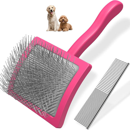 2PCS Slicker Brush for Dogs & Pet Comb,Professional Dog Grooming Brush (Goldendoodles,Poodles,Labradoodles) with Extra Long Pins to Effectively Remove Tangles, Knots and Mats (Light Pink, Large) - Image 15
