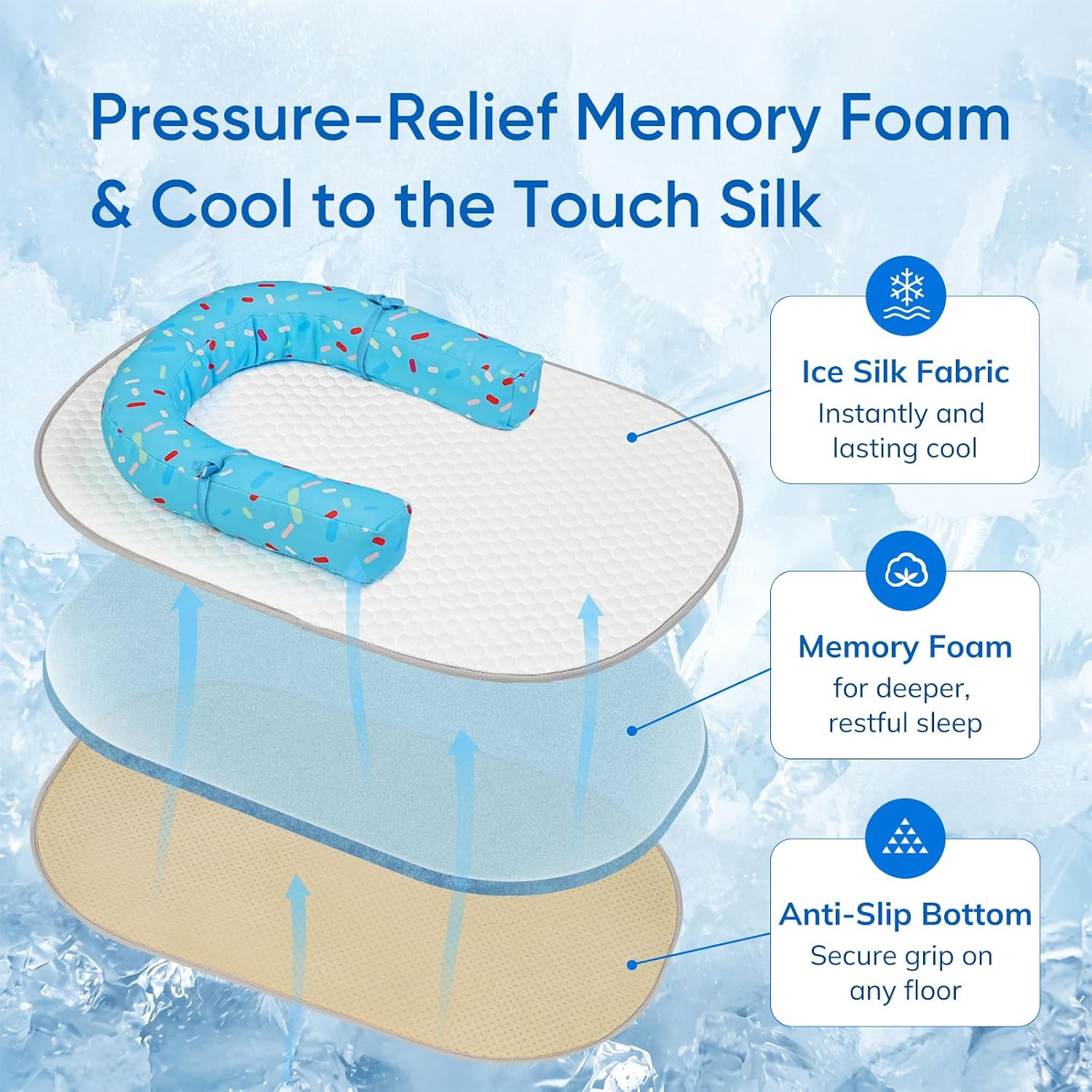 Detachable U-shaped pillow on Supet cat cooling mat