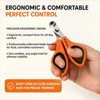 Close up view of the sharp stainless steel blades on the Trumoon grooming tool.