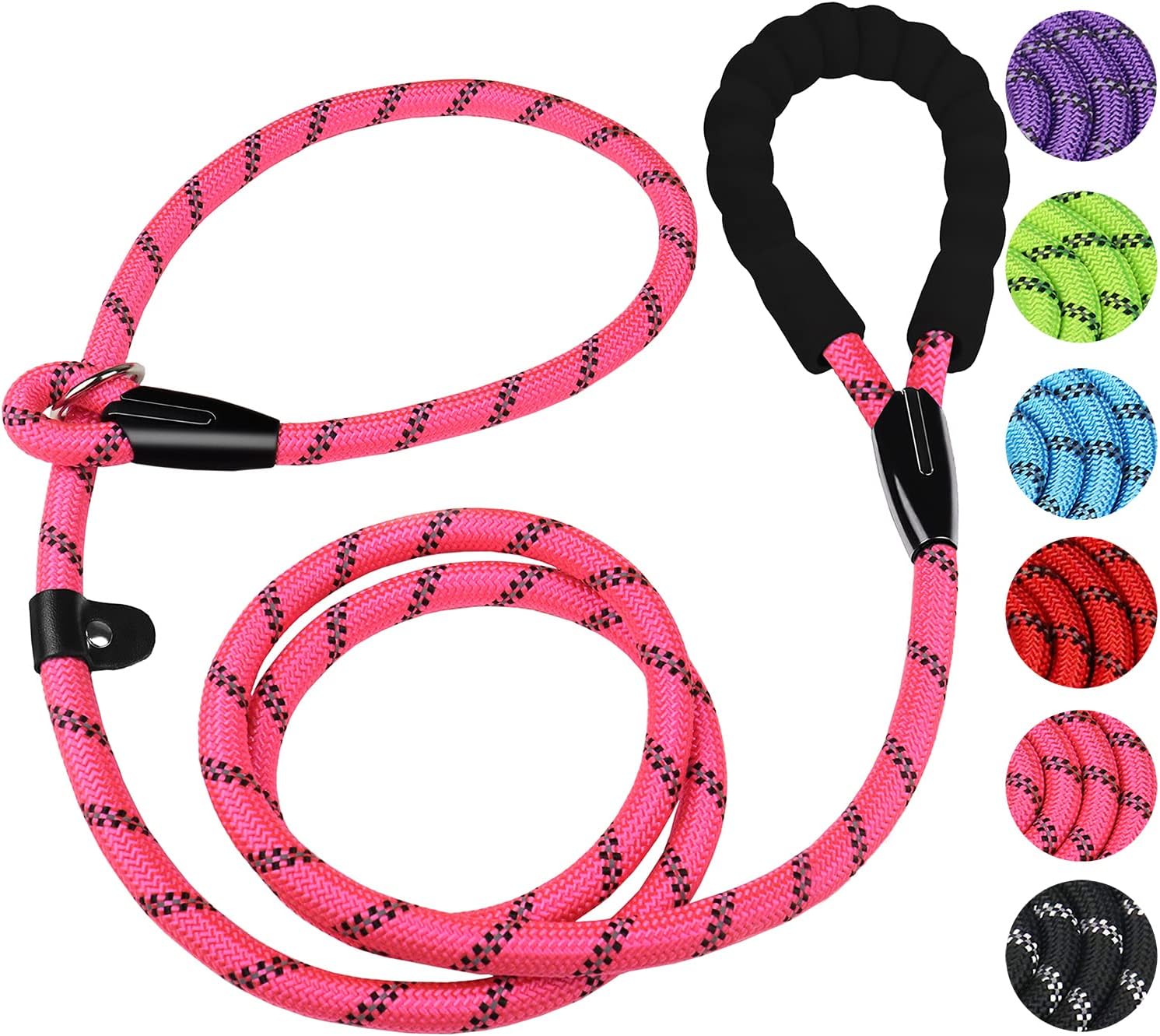 Dog Leash, 6 FT Heavy Duty Dog Leashes, Durable Premium Quality Strong Rope Slip Leash with Comfortable Padded Handle and Highly Reflective Threads for Small Medium and Large Dogs. (Black) - Image 9