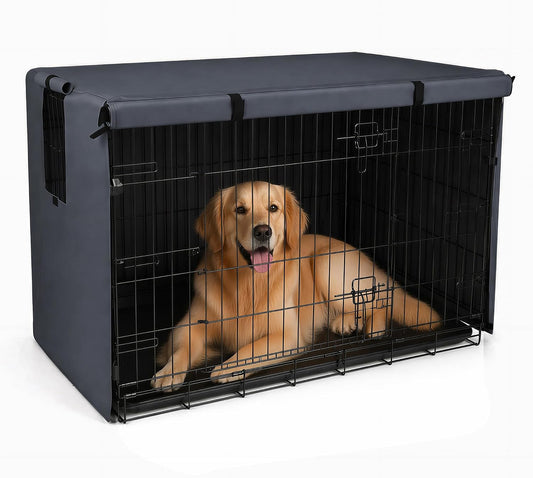 Pawise dog crate cover forty-two inch grey front view indoor kennel cover