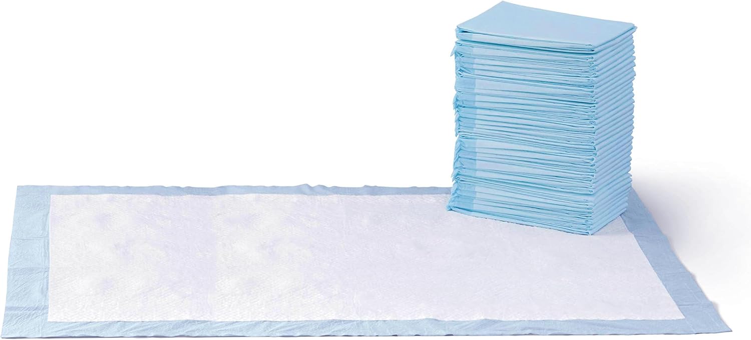 Amazon Basics Leak-Proof Dog and Puppy Potty Training Pee Pads with Quick-Dry 5-Layer Super Absorbent Design, Regular Size 22 x 22 inch, Blue & White, 100 Count - Image 9