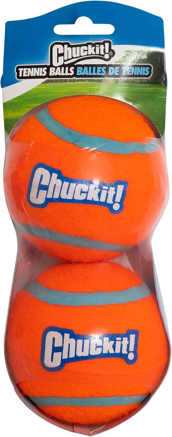Chuckit! large dog tennis ball next to launcher