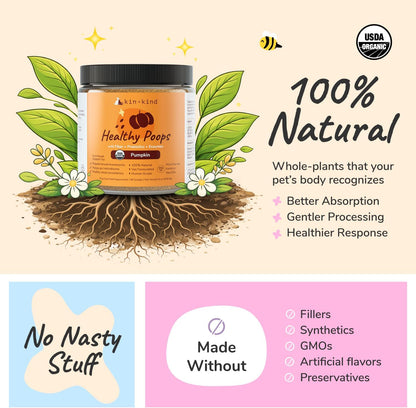 Kin+Kind Healthy Poops powder texture and packaging