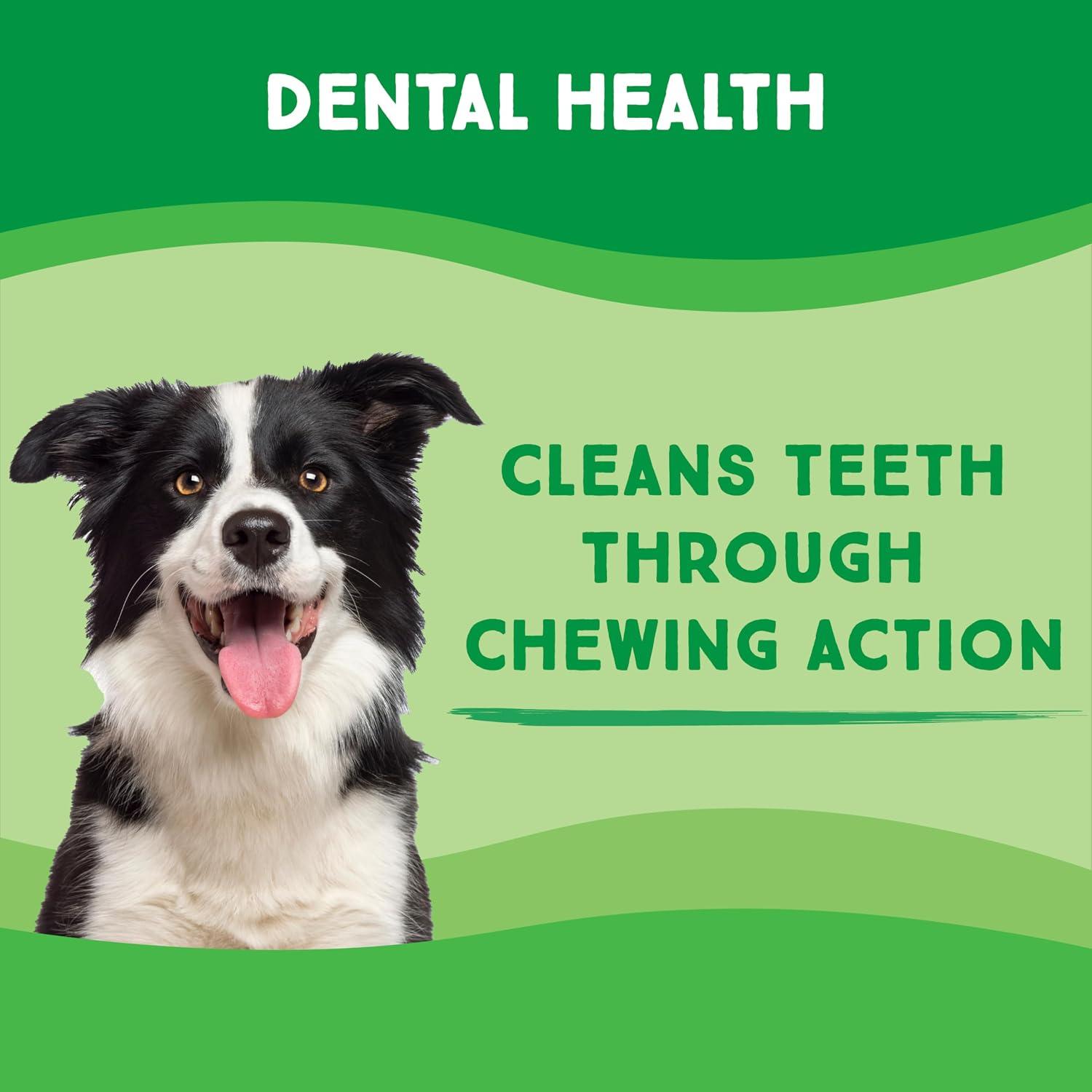 Premium grass fed rawhide dog chips packaging highlighting dental hygiene benefits.