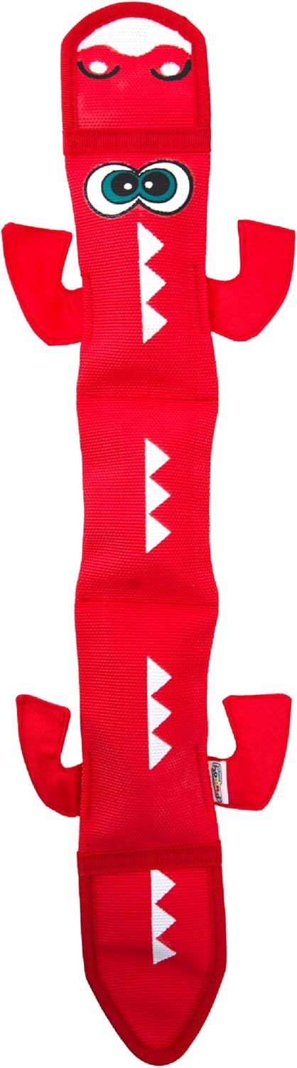 Outward Hound Fire Biterz Yellow Lizard Plush Firehose Material Interactive Dog Toy, Large - Image 12