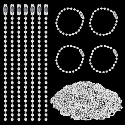1000 pcs 3.9 in Ball Chains Keychain Tag Keychain Ball Chain Bulk,Beaded Chain Connector Chains for Keychains,Dog tag Chain Key Chain Links,Silver Nickel Plated Metal 2.4mm Ball Bead Chains - Image 11