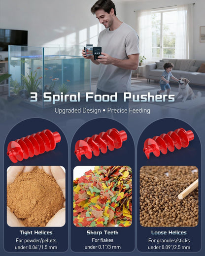 Pawfly electronic fish food dispenser installed on fish tank canopy