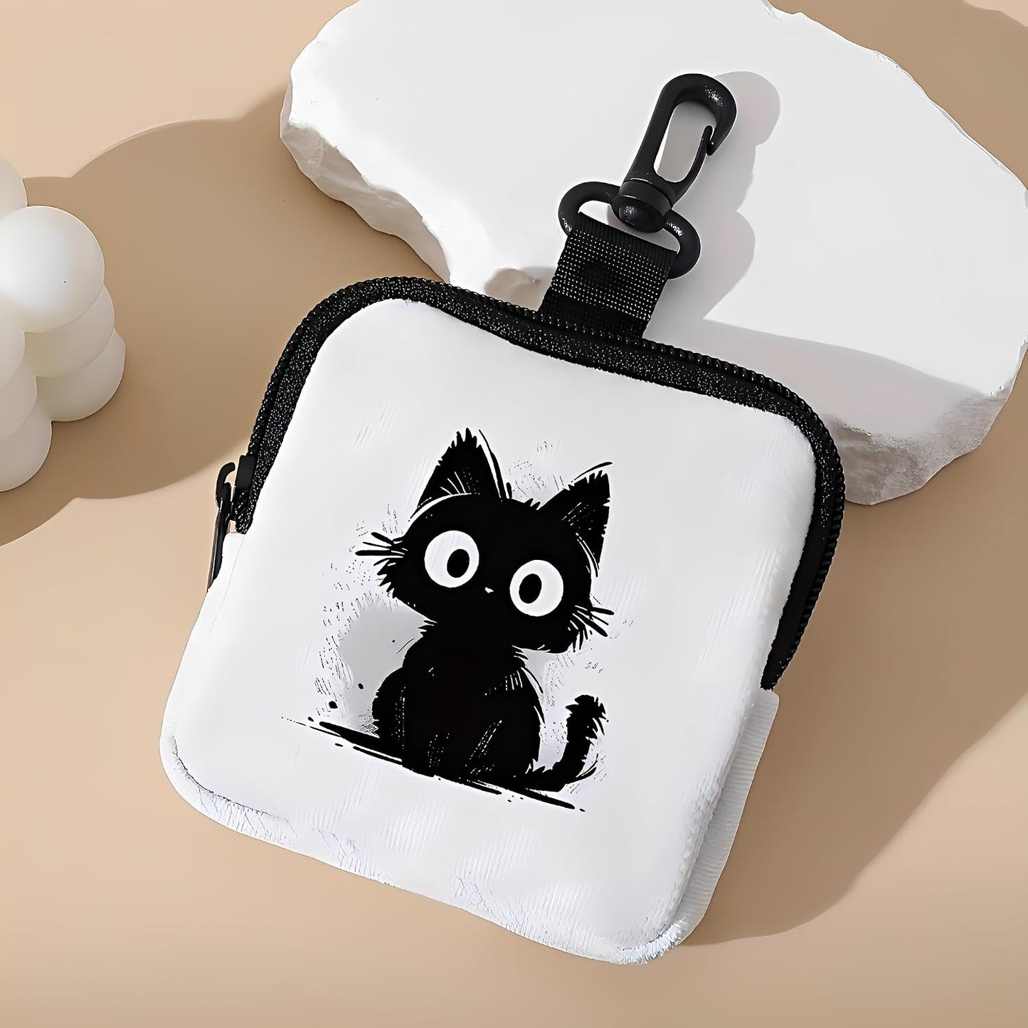 Floral Black Cat Hanging Zero-Hands-Free Waist/Belt/Bag Clip Organizer for Snacks,Earphones,Keys & Daily Essentials|Gifts for Cat LoversAB-001 - Image 14