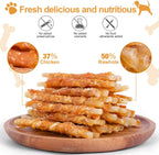 High protein puppy training snacks sticks wrapped in premium real chicken breast.