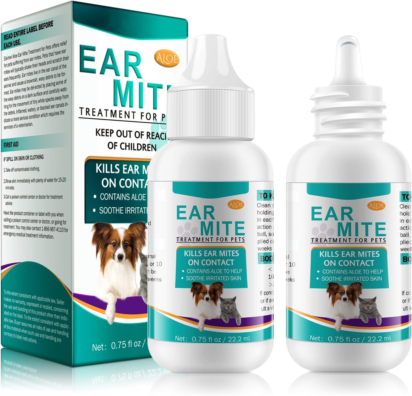 Ear Mites Treatment for Dogs and Cats,Dog Ear Infection Treatment Drops 0.75 Fl Oz | Relief for Dogs and Cats Suffering from Ear Mites, Pets Ear Cleaning Drops with Soothing Aloe for Dog & Cats - Image 9
