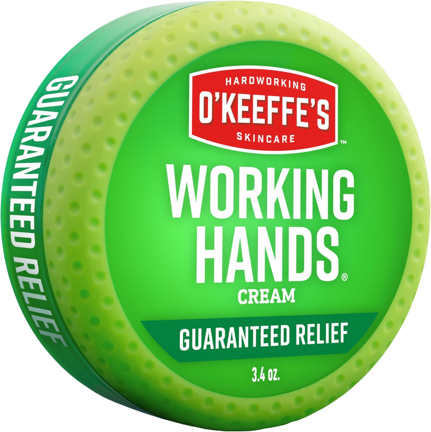 O'Keeffe's Working Hands Hand Cream 3.4 Ounce Jar front view showing green packaging.