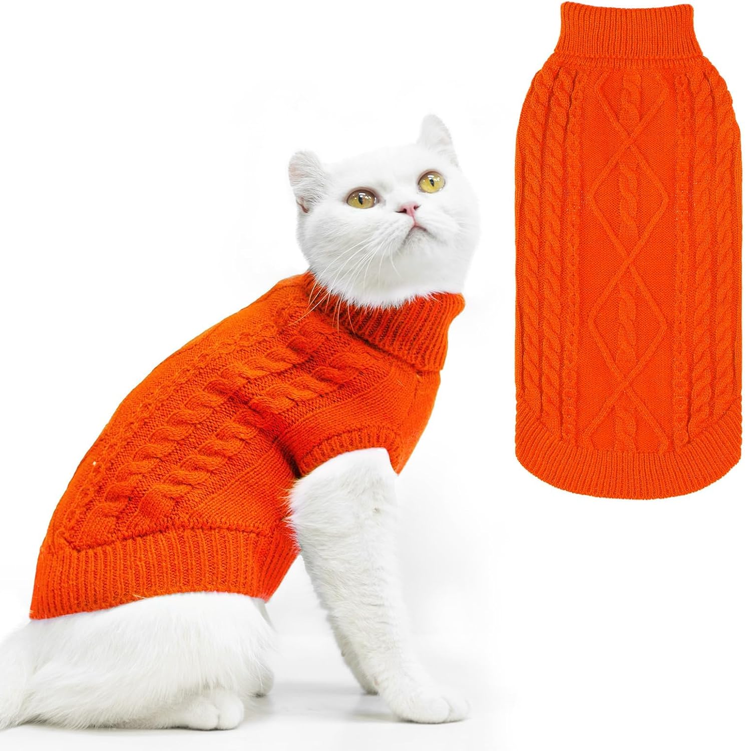 PUPTECK Winter Cat Sweater Coat - Soft Warm Cold Weather Clothes Knitwear for Kittens & Small Dogs Indoor Outdoor Wearing, Knitted Classic for Doggies Kitties Girls Boys, Black, M - Image 14