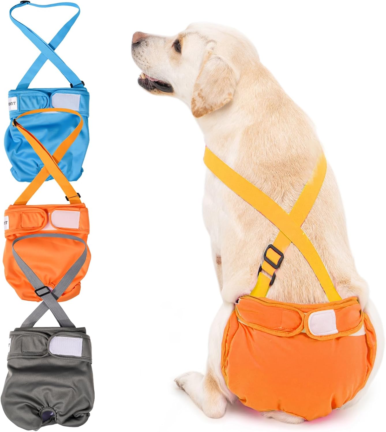 3 Pack Avont Washable Female Dog Diaper with Suspender, Reusable Girl Doggie Diapers for Small Medium Large Doggy in Heat Cycle Period Incontinence -L - Image 10