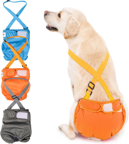 3 Pack Avont Washable Female Dog Diaper with Suspender, Reusable Girl Doggie Diapers for Small Medium Large Doggy in Heat Cycle Period Incontinence -L - Image 10