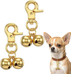 Kittail dog collar bells with stainless steel finish and snap clips