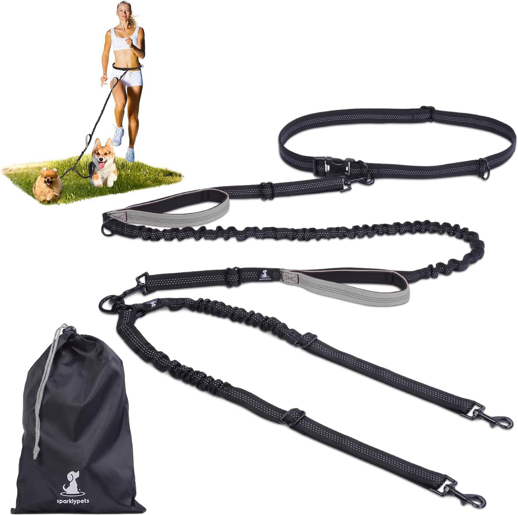 SparklyPets Hands Free Double Dog Leash - Dual Leash for Medium and Large Breeds - Lead for 2 Dogs with Padded Handles, Reflective Stitches, No Pull, Tangle Free - Image 14