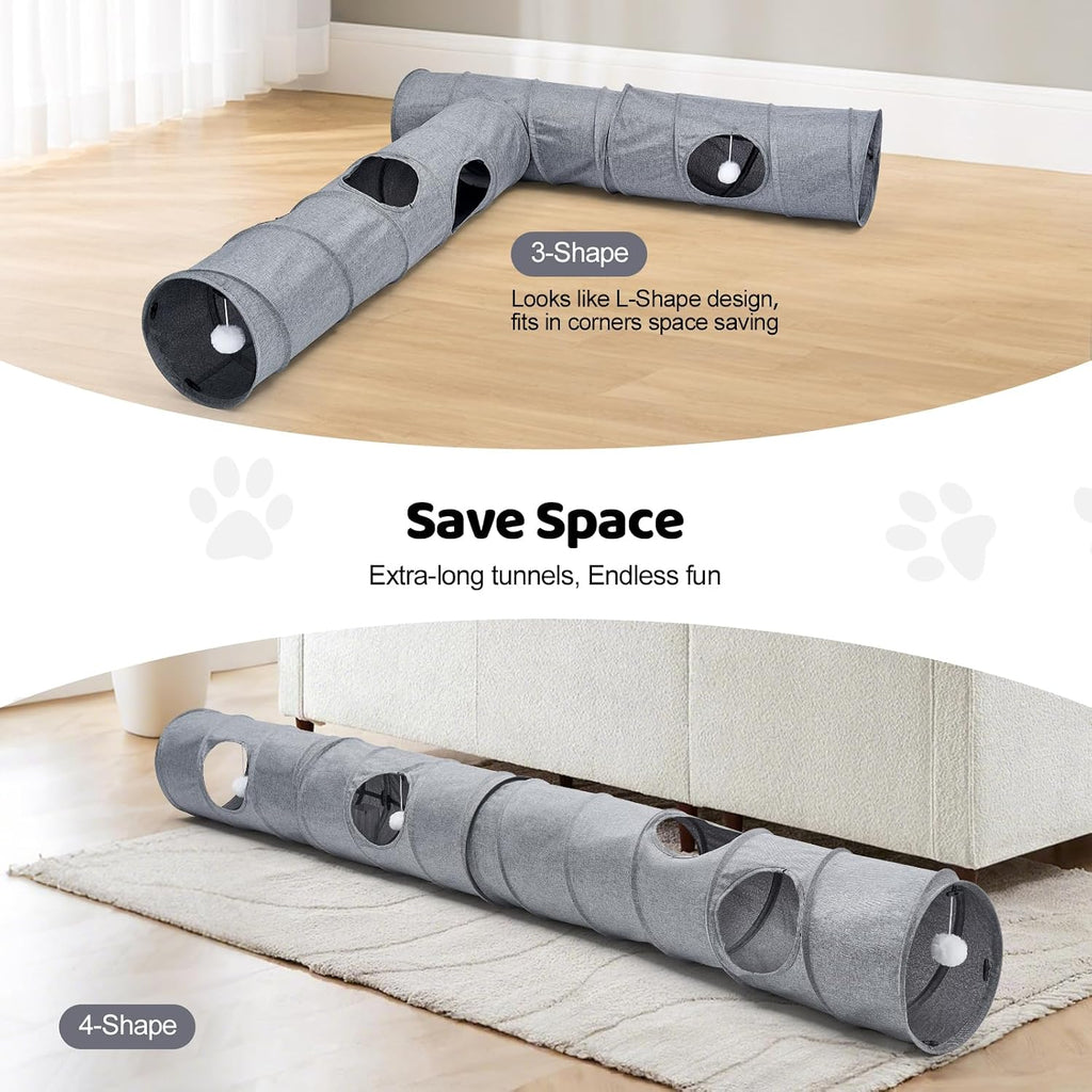 Collapsible scratch resistant linen kitten tube showing built-in metal support springs