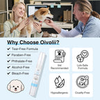 Back of the Oivolii packaging showing product directions and benefits for dog and cat eye hygiene.