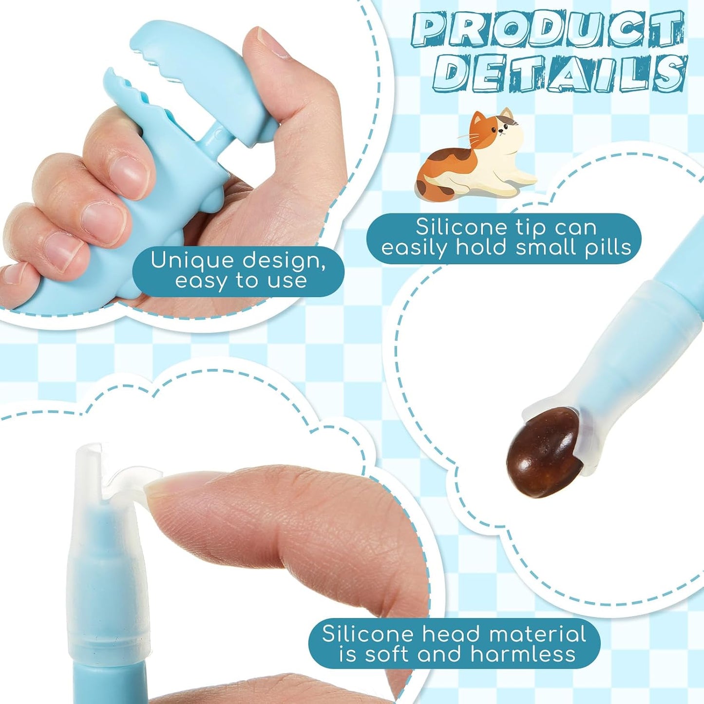 Reallnaive cat tablet syringe package demonstrating the unique dinosaur shape plunger.