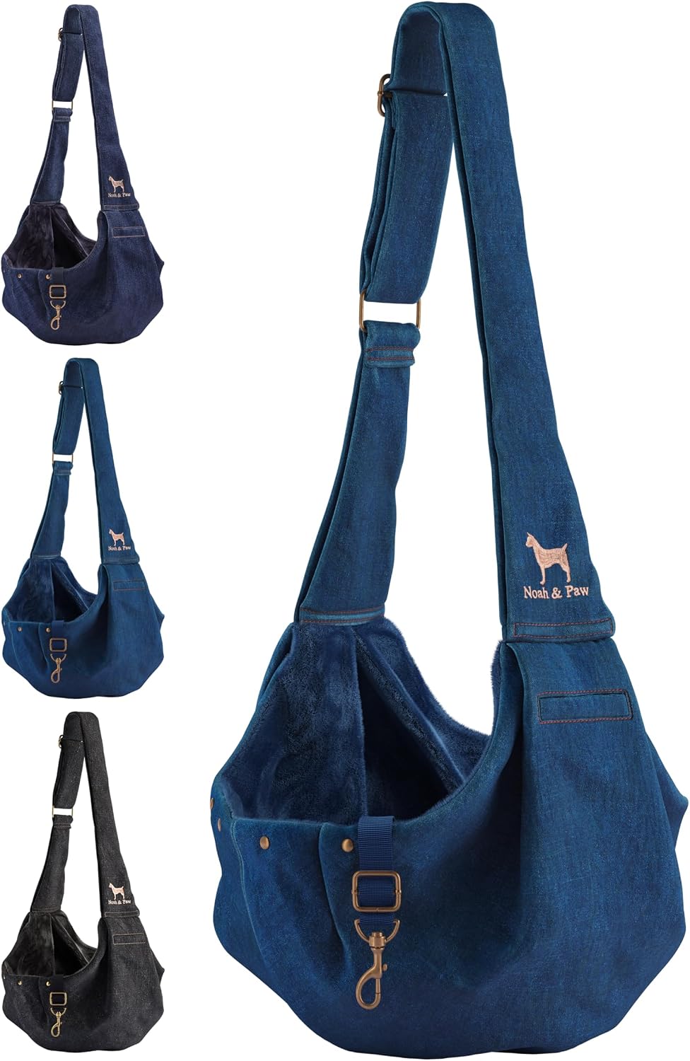Noah & Paw Dog Sling Carrier for Small Dogs 5-18lb, Dog Sling for Small Dogs and Cats, Dog Carrier with Adjustable Padded Strap, Premium Denim, Lined with Fur, Double Safety Feature, Machine Washable - Image 10