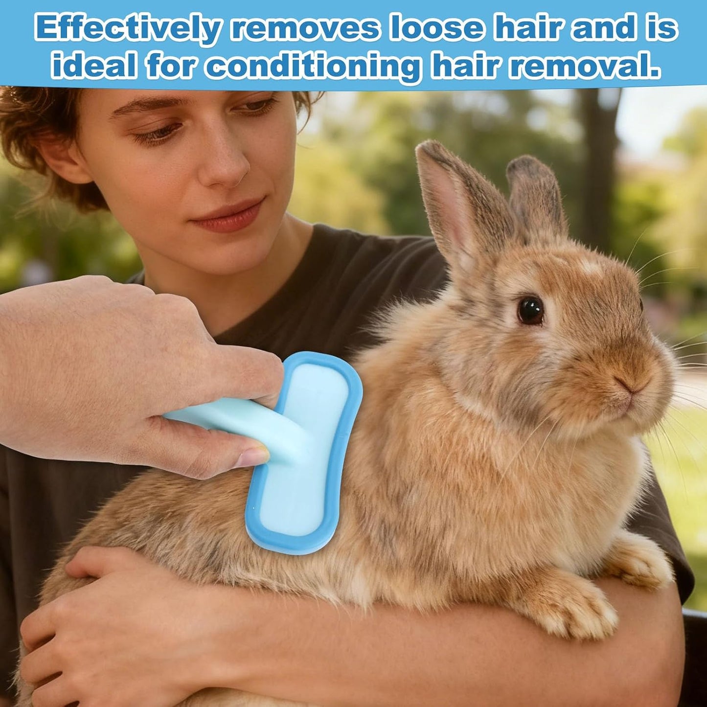 Side profile of Fukaisu rabbit grooming slicker brush highlighting the durable rectangular head design.