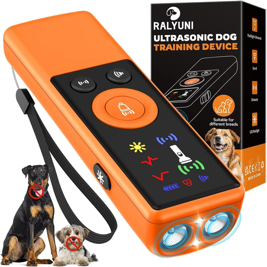 Ralyuni ultrasonic dog bark deterrent device with orange casing