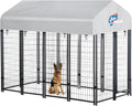 SIRUITON outdoor dog kennel replacement cover front view on metal frame