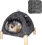 Pozico Cat/Dog Bed Hammock Cat Bed, Wooden Dog Elevated Indoor Outdoor Beds, Raised Cat Cots Furniture Pet Bed Puppy Bed Portable Breathable Mesh Cat Beds for Small Animals-Black Diamond - Image 12