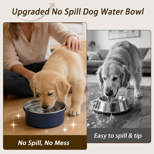 PurazQyn stainless steel pet dispenser illustrating the anti-splash floating plate action.