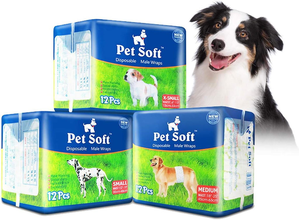 Pet Soft Disposable Male Dog Wraps - Dog Diapers for Male Dogs, Puppy Diapers 48pcs Small - Image 14