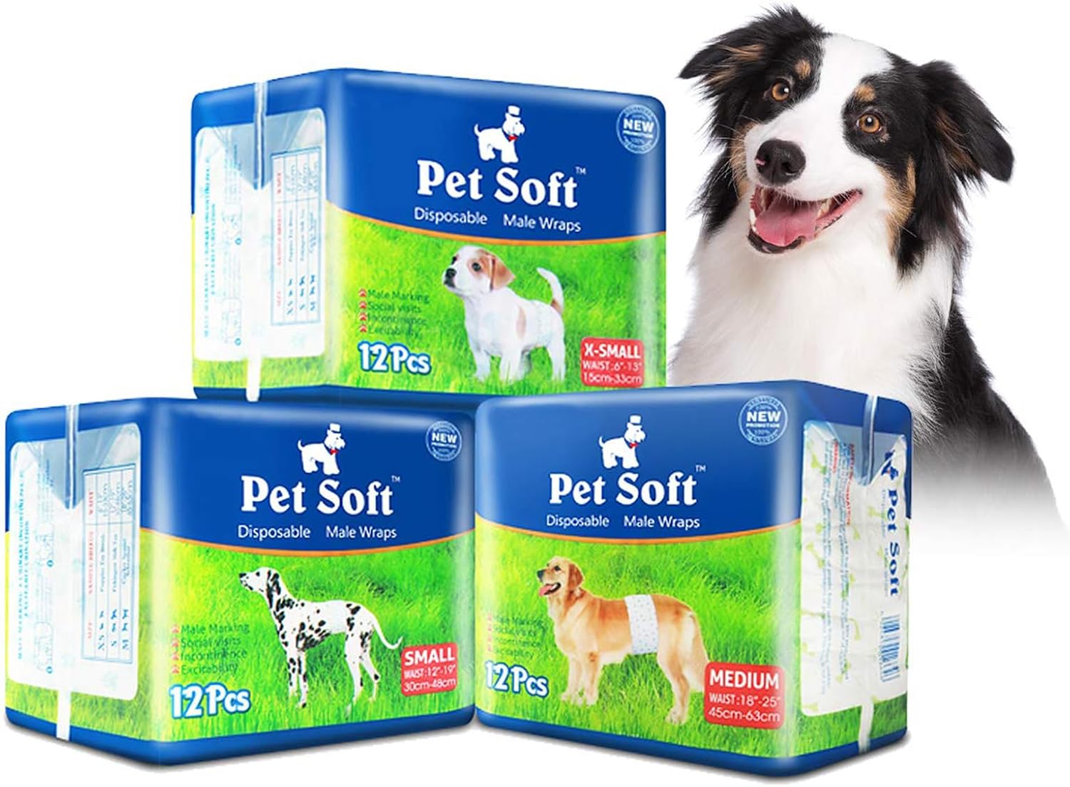 Pet Soft Disposable Male Dog Wraps - Dog Diapers for Male Dogs, Puppy Diapers 48pcs Small - Image 14