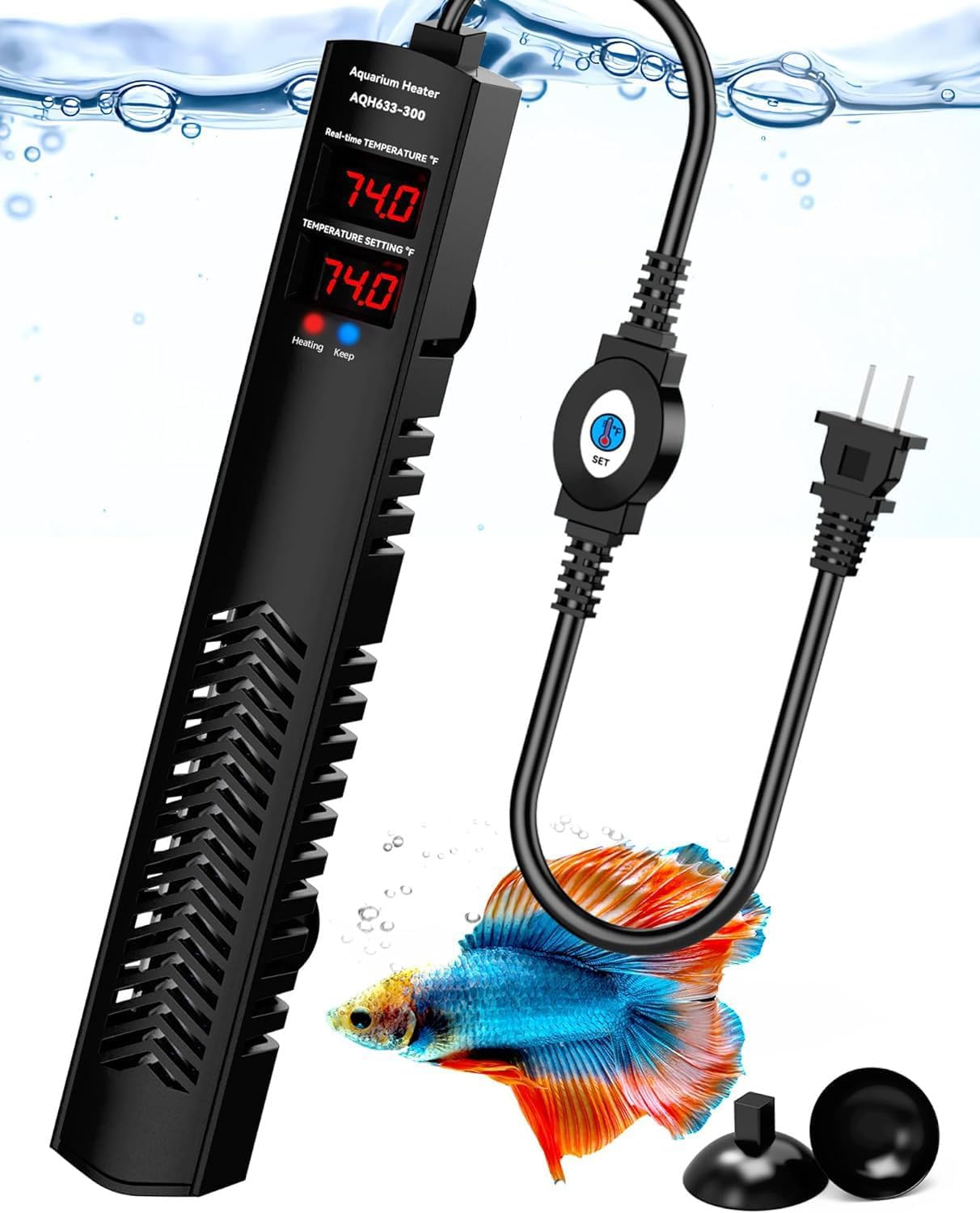 AHJ heater setup in a large 100 gallon aquarium