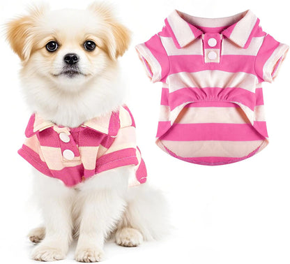 Dog Shirt Polo Shirt Striped Collar Puppy Clothes Summer Button Up Pet Clothes for Small Medium Dogs Cats for Boy Girl Pets (Royal Blue, Medium) - Image 10