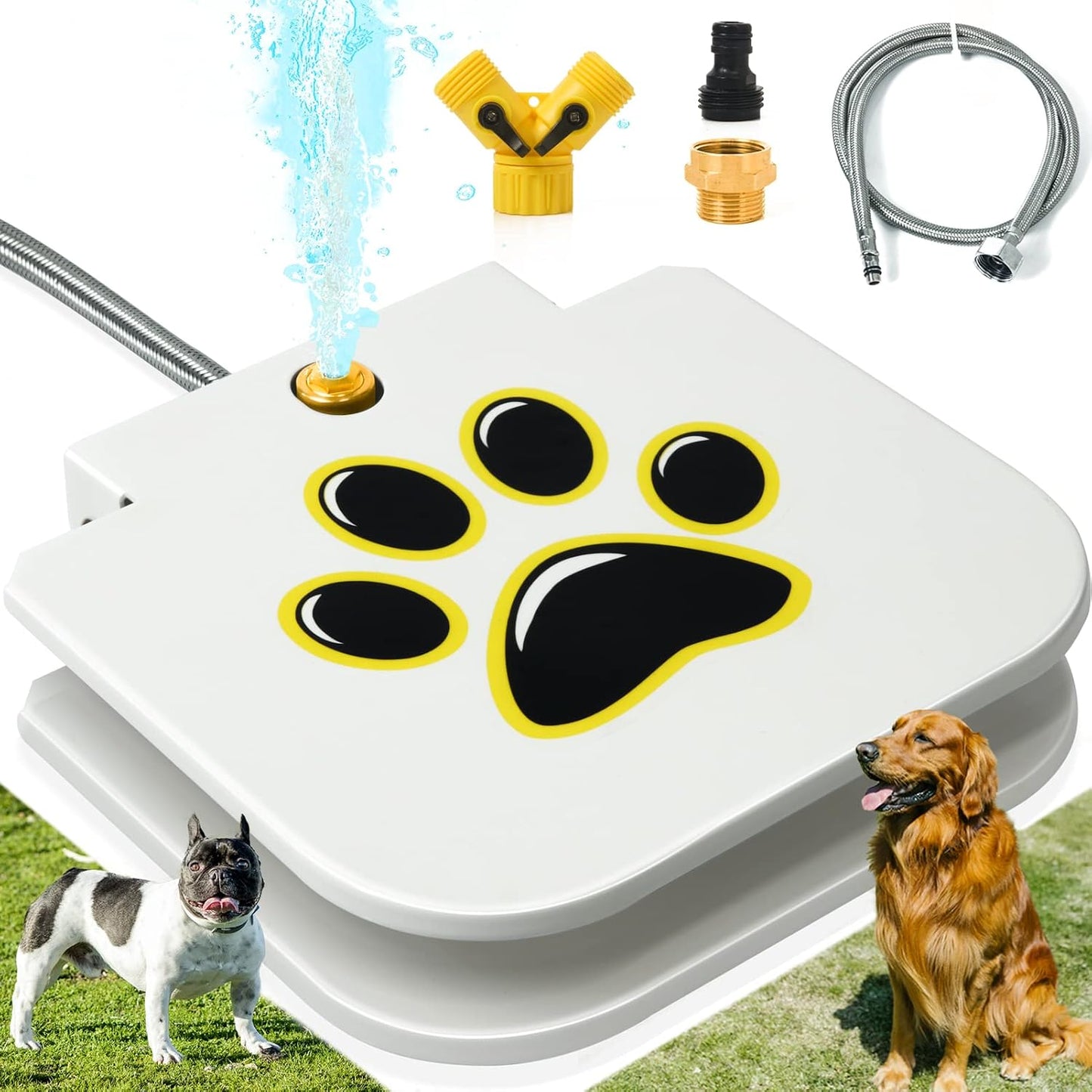 Yatoco paw activated outdoor dog water fountain front view