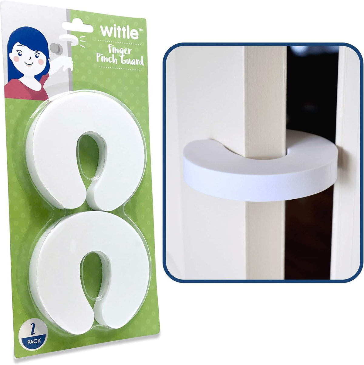 Wittle finger pinch guard front view door stopper