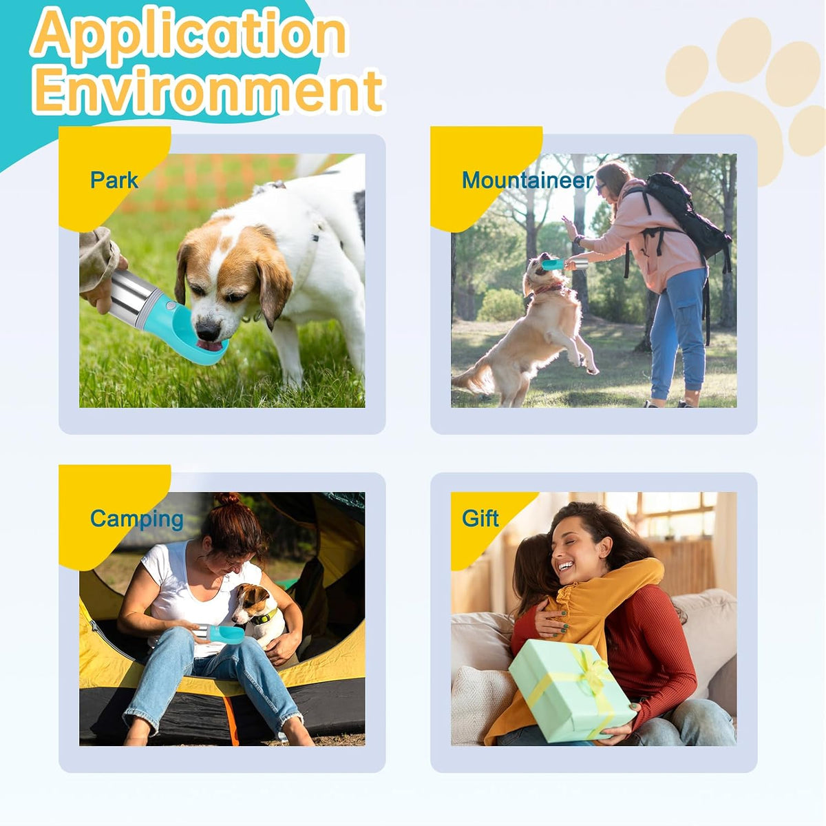 Anipaw travel pet companion water bottle inside a backpack