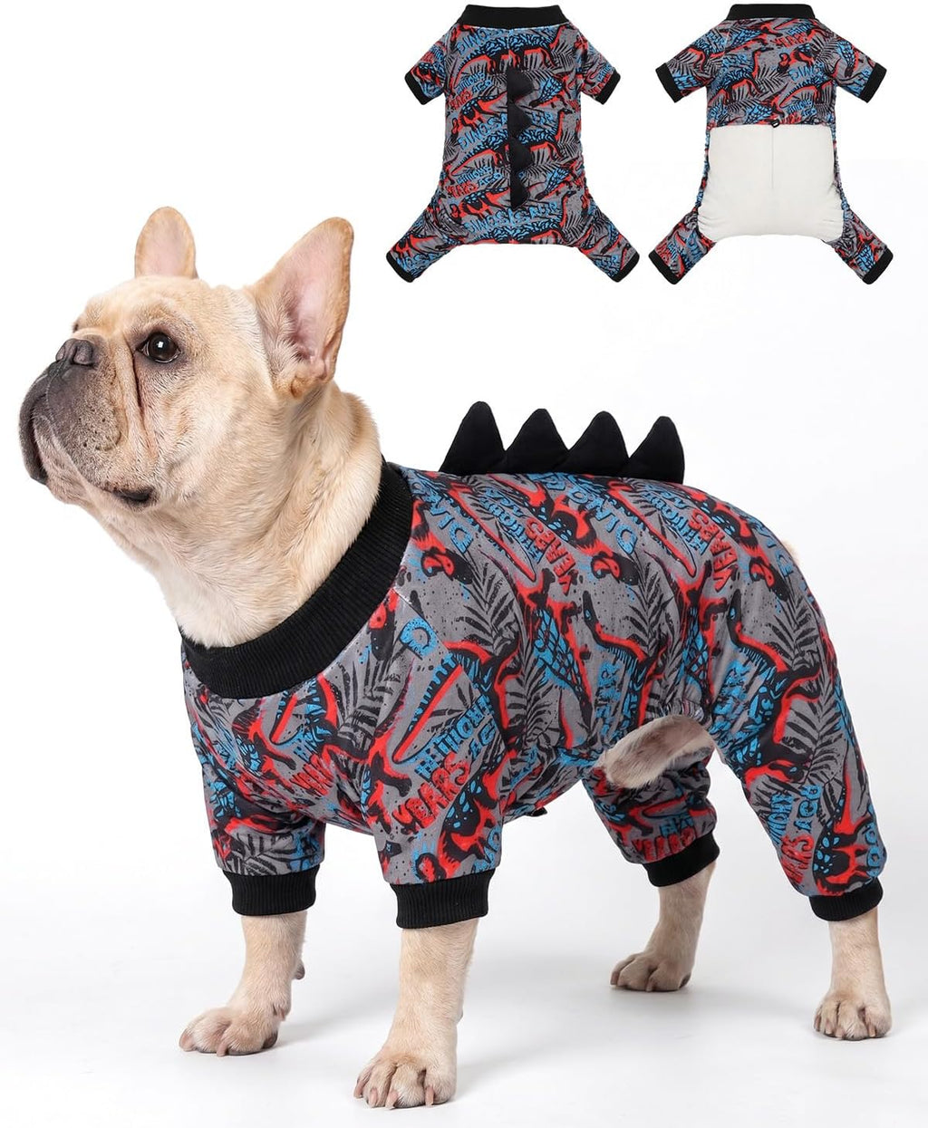 CuteBone Dinosaur Costume Dog Pajamas, Stretchy Spandex Crystal Velvet Sleepwear Coat for Small Dogs, Soft & Warm Pet Outfit Clothes for Cold Weather, Cozy Pullover Design COSP05S - Image 10