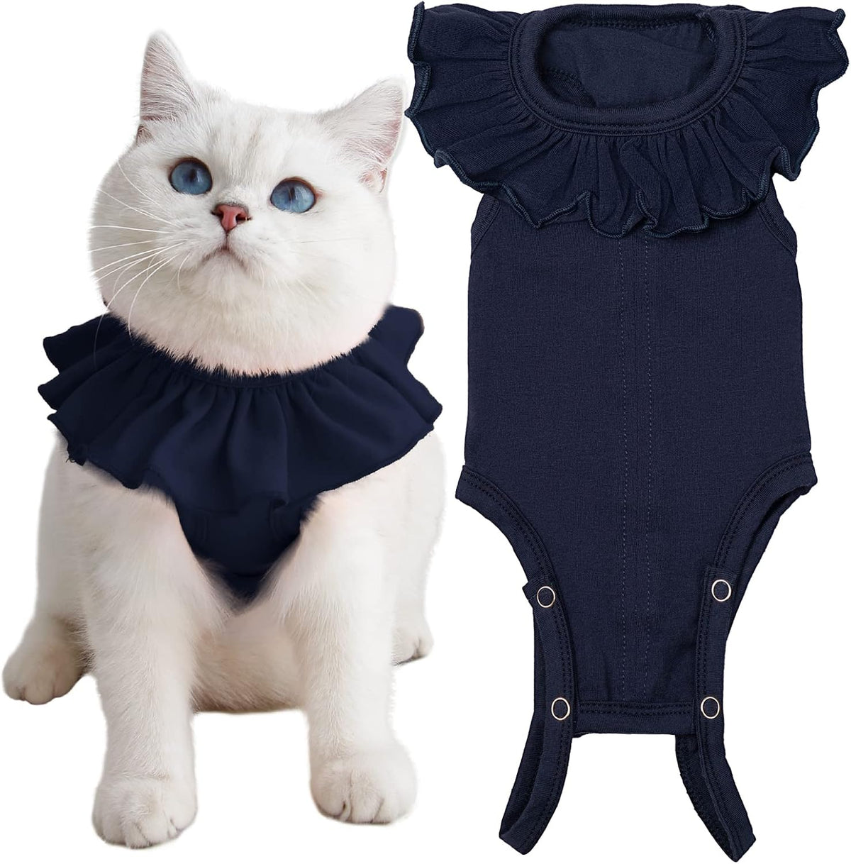 Cat Recovery Suit for Abdominal Wounds and Skin Diseases,Breathable Surgical Recovery Shirt After Surgery Wear Anti Licking Wounds,E-Collar Alternative for Female Cats Kitten(RSC01-blue-m) - Image 13