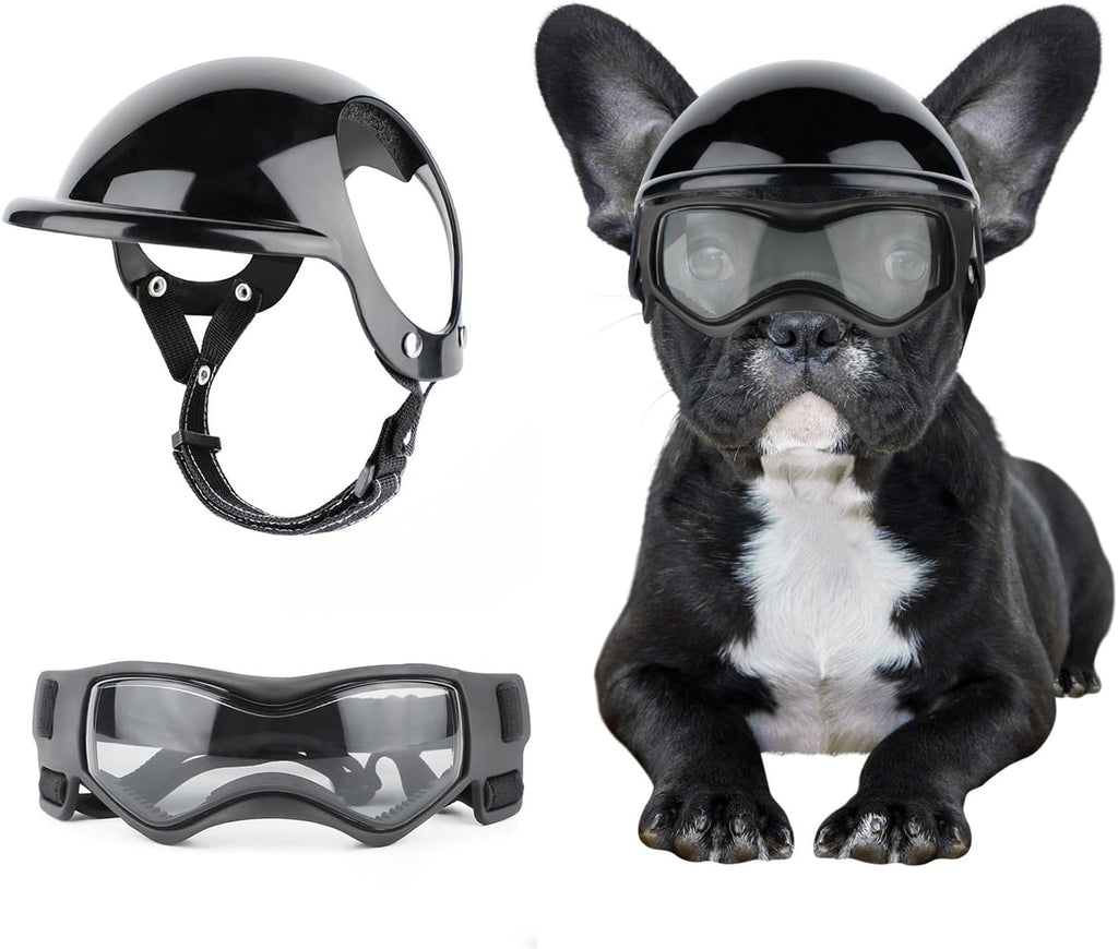 Dog Helmet with Dog Goggles for Small Dogs - Pet Motorcycle Helmet Hat with Ear Holes Adjustable Straps Safety Helmet for Puppy Riding - Pink - Image 9